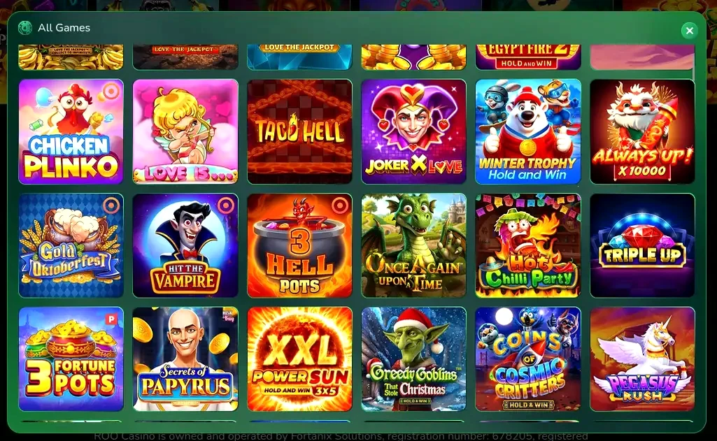 Immerion Mobile App Casino Spiele Übersicht